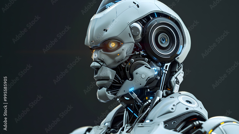 Portrait of an android robot, concept of technical support. Neural network AI generated art Portrait of an android robot, concept of technical support. Neural network AI generated art