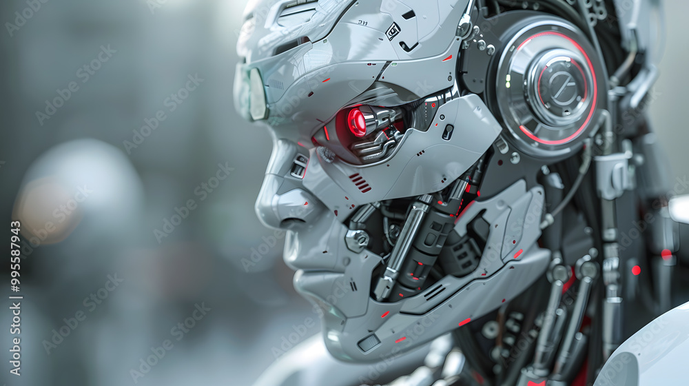 Portrait of an android robot, concept of technical support. Neural network AI generated art Portrait of an android robot, concept of technical support. Neural network AI generated art