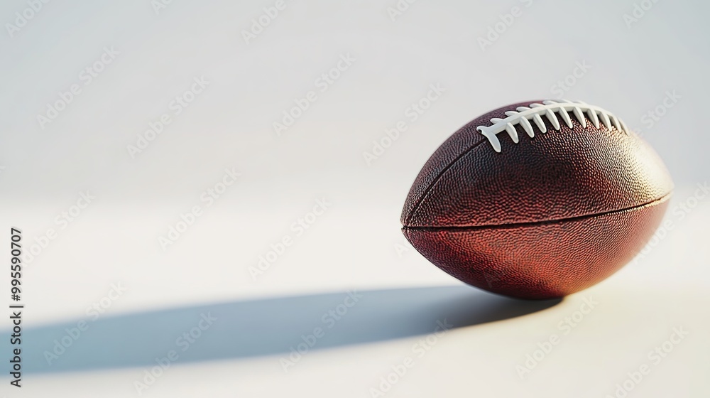 A close-up view of a football casting a shadow, emphasizing its textured surface and shape, set against a minimalist backdrop. A close-up view of a football casting a shadow, emphasizing its textured surface and shape, set against a minimalist backdrop.