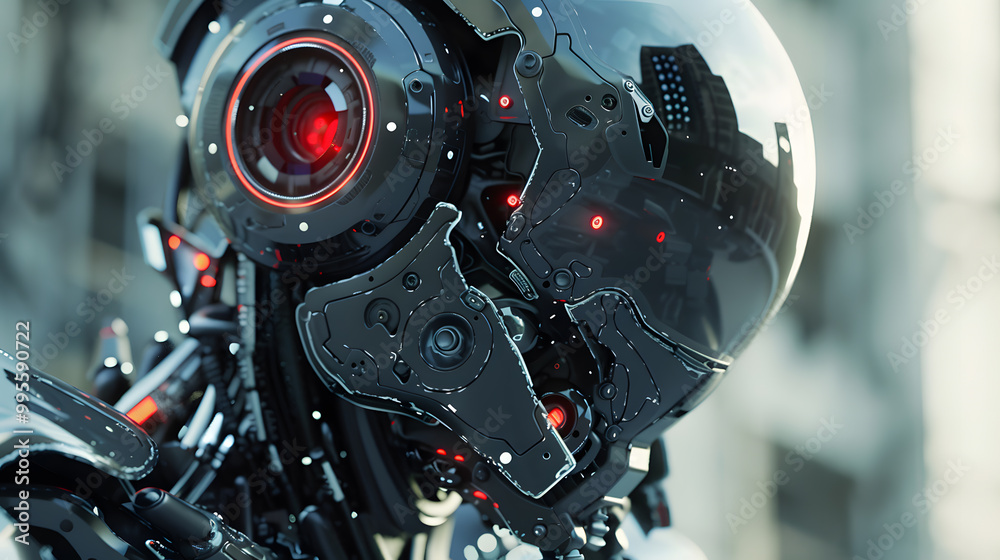 Portrait of an android robot, concept of technical support. Neural network AI generated art