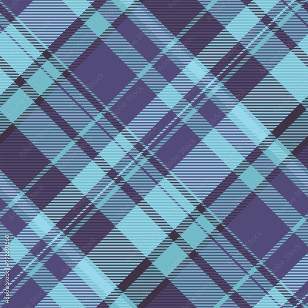 Mat seamless plaid background, glen tartan textile texture. Cotton pattern vector fabric check in cyan and indigo colors. Mat seamless plaid background, glen tartan textile texture. Cotton pattern vector fabric check in cyan and indigo colors.