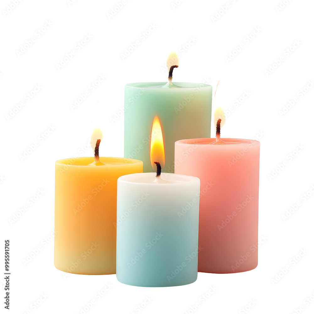 Four Burning Candles of Different Colors Four Burning Candles of Different Colors