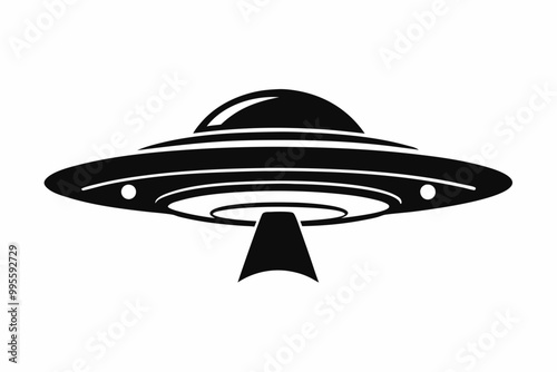 UFO Flying Saucer Silhouette Vector, Spaceship UFO icon