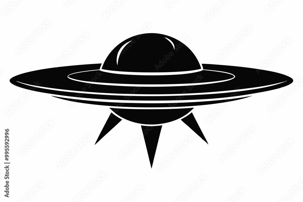 UFO Flying Saucer Silhouette Vector, Spaceship UFO icon UFO Flying Saucer Silhouette Vector, Spaceship UFO icon