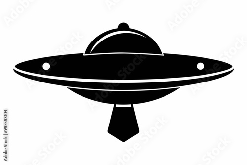 UFO Flying Saucer Silhouette Vector, Spaceship UFO icon