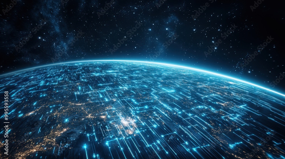 Obraz premium The Digital Earth in Space