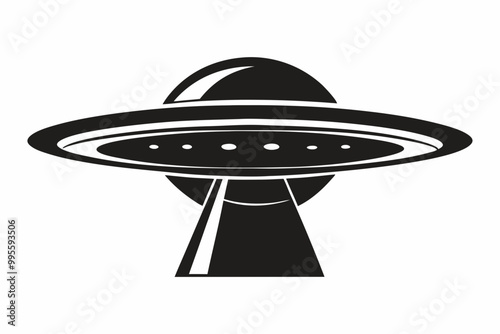 UFO Flying Saucer Silhouette Vector, Spaceship UFO icon