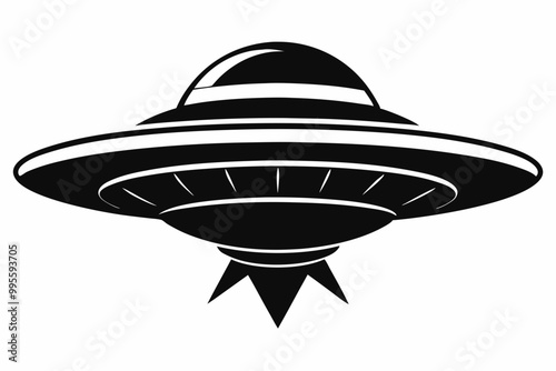 UFO Flying Saucer Silhouette Vector, Spaceship UFO icon