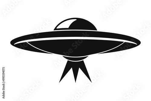 UFO Flying Saucer Silhouette Vector, Spaceship UFO icon