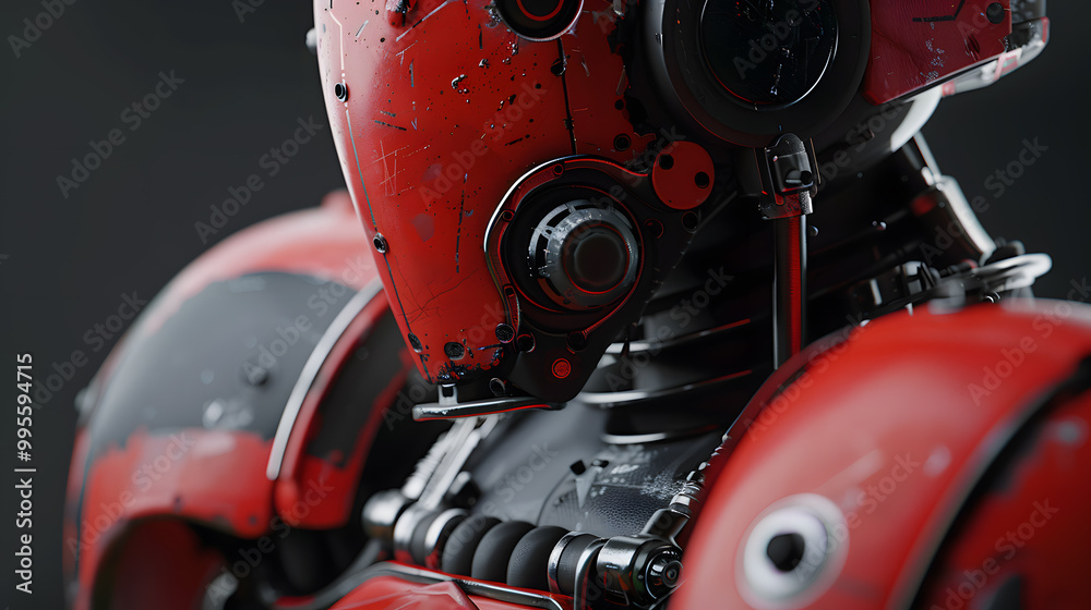 Fototapeta premium Portrait of an android robot, concept of technical support. Neural network AI generated art