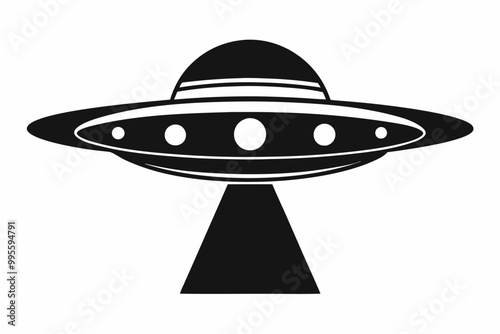 UFO Flying Saucer Silhouette Vector, Spaceship UFO icon