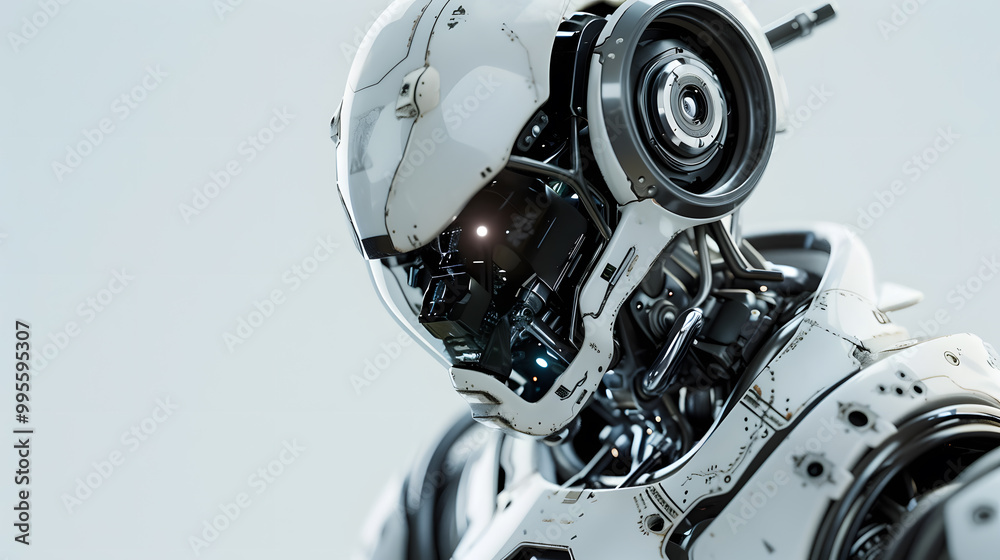 Portrait of an android robot, concept of technical support. Neural network AI generated art Portrait of an android robot, concept of technical support. Neural network AI generated art