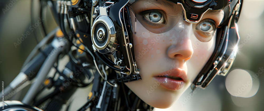 Portrait of an android robot, concept of technical support. Neural network AI generated art Portrait of an android robot, concept of technical support. Neural network AI generated art
