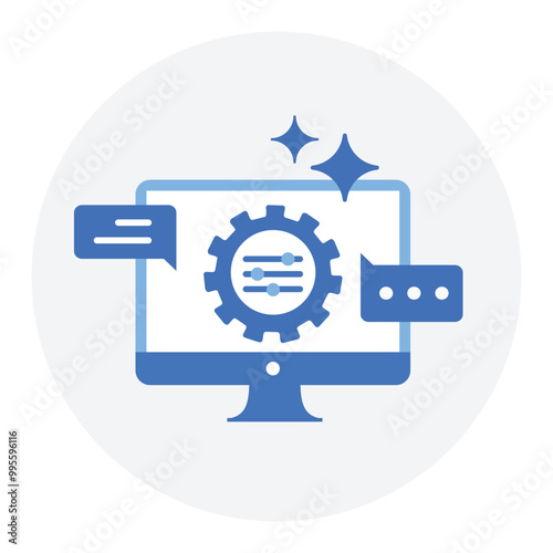 Conversational AI Optimization Icon. Representing AI Conversation Enhancement. System Dialogue Optimization. User Interaction Improvement. AI Workflow Tuning. Vector Editable icon.