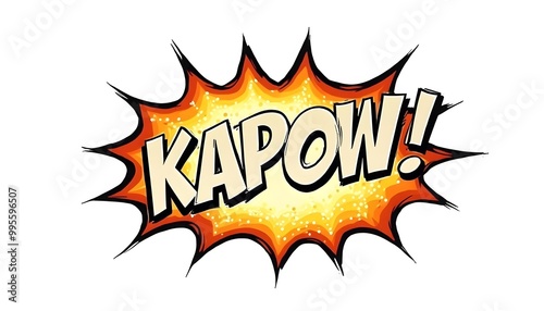 KAPOW comic speech explosion bubble exclamation cloud isolated on a white background