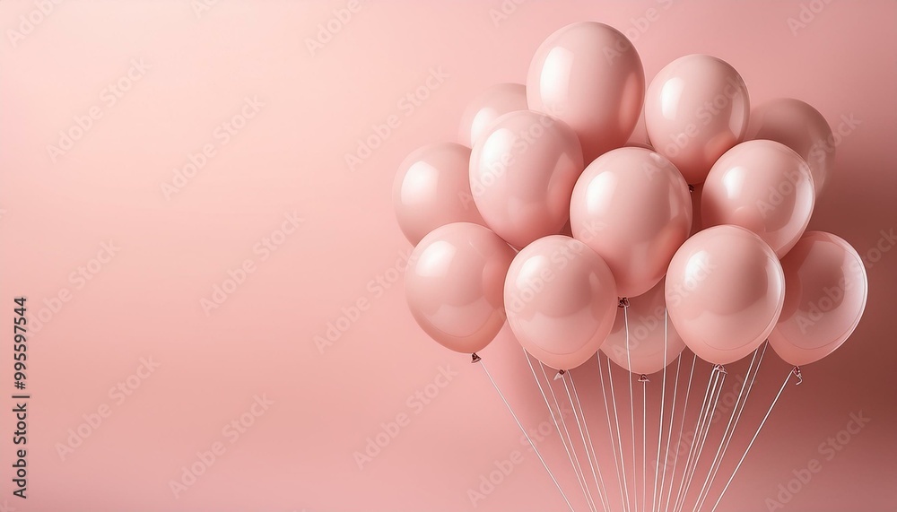 Balloons on pastel pink background. 3d rendering Balloons on pastel pink background. 3d rendering