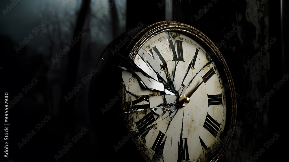 custom made wallpaper toronto digitalShattered Clock in Dark Setting