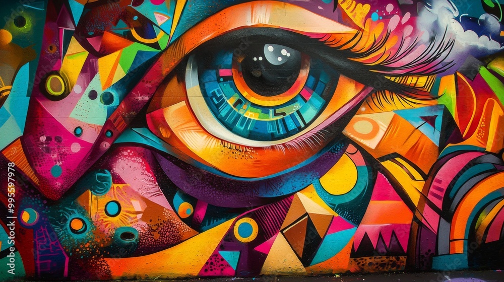Obraz premium Brightly colored street art and mural covering every surface showcasing urban creativity culture
