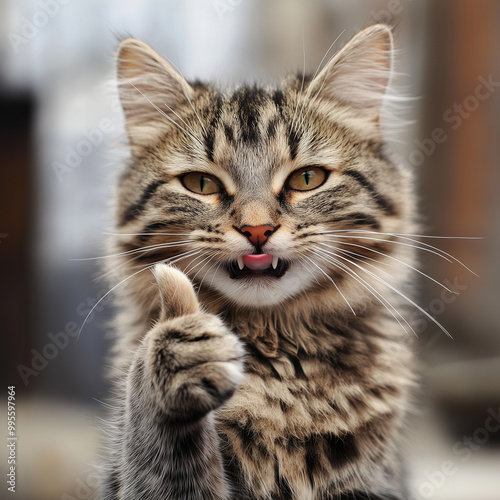 cute cat smile giving thumbs up