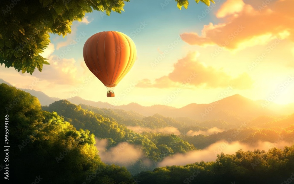 Obraz premium A hot air balloon floating over picturesque landscapes