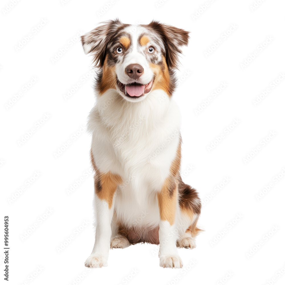 Happy Australian Shepherd Dog Sitting Happy Australian Shepherd Dog Sitting