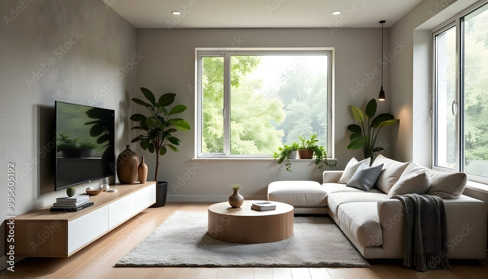 Fototapeta premium Aesthetic Home Interior with modern architecture