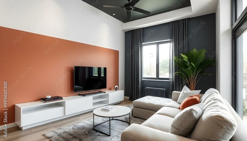 Fototapeta premium Aesthetic Home Interior with modern architecture