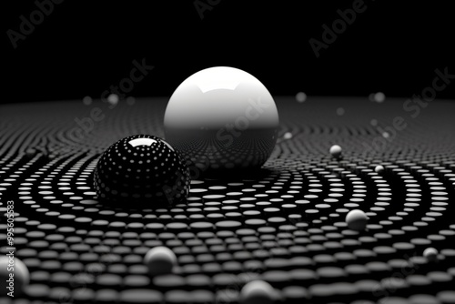 abstract surreal balls in black and white