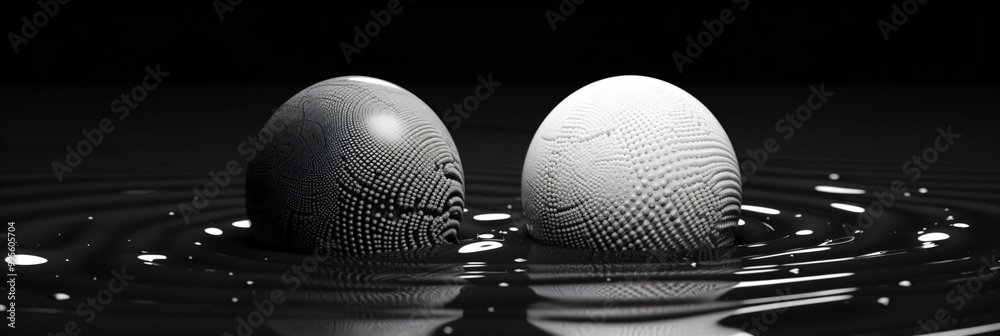Fototapeta premium abstract surreal balls in black and white