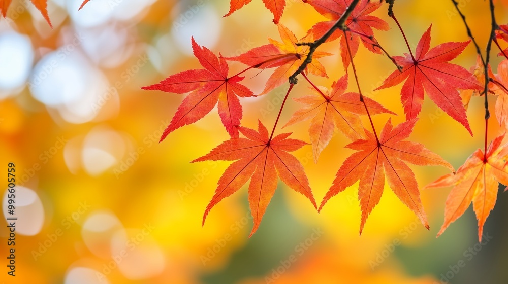 Vibrant autumn leaves of a maple tree glowing under the warm sunlight in a serene park setting during fall Vibrant autumn leaves of a maple tree glowing under the warm sunlight in a serene park setting during fall
