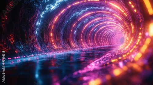 Futuristic Neon Tunnel Generative AI