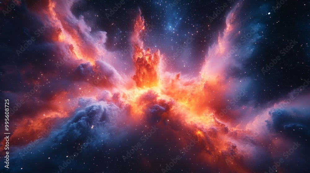 Fototapeta premium Explosive Star Nebula in Outer Space – Generative AI