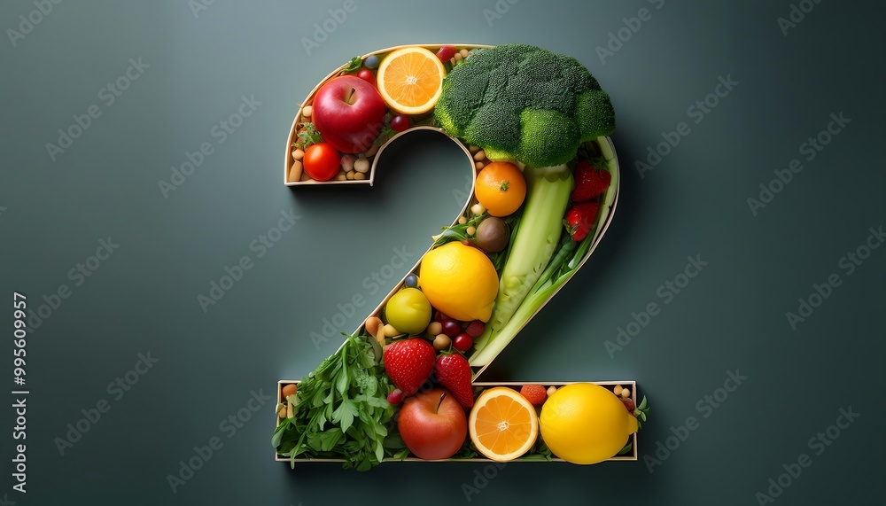 custom made wallpaper toronto digitalnumber made fruits vegetables symbolizing healthy eating new year
