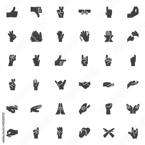 Gesturing hands vector icons set