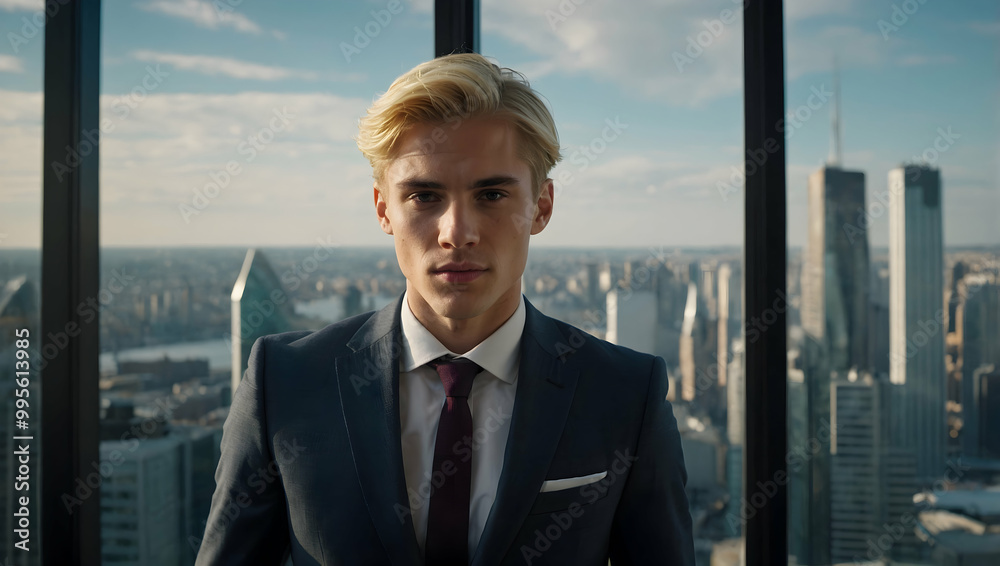 Confident Young Businessman in NYC Skyline Confident Young Businessman in NYC Skyline