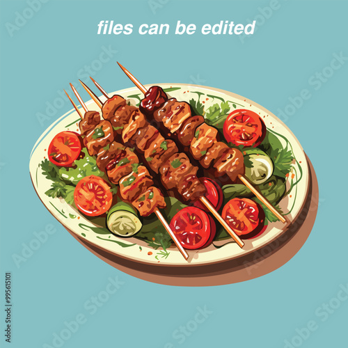 grilled meat vector