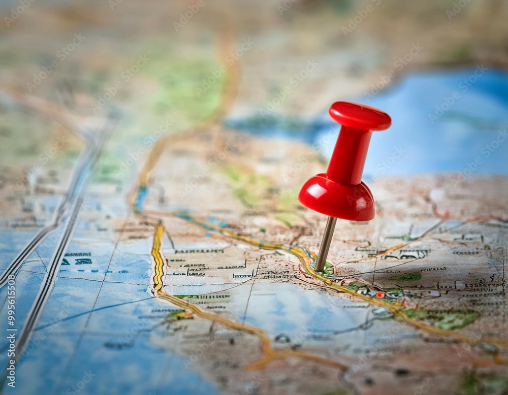 Marker pointing to a specific location on a map, representing geographic positioning and site identification. Marker pointing to a specific location on a map, representing geographic positioning and site identification.