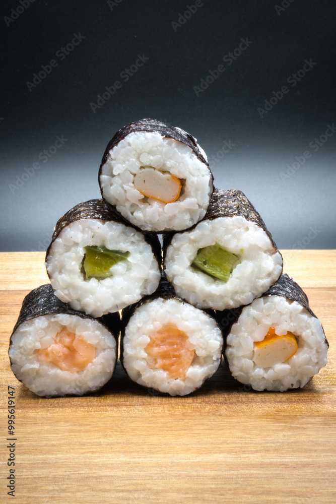 Sushi, a Japanese dish made of cooked rice
Sushi, a Japanese dish made of cooked rice
