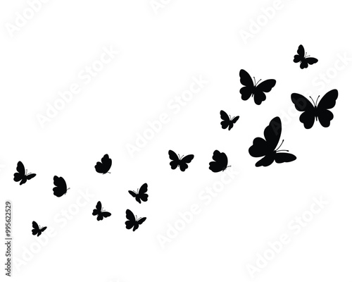 tombul butterfly black flock on white background