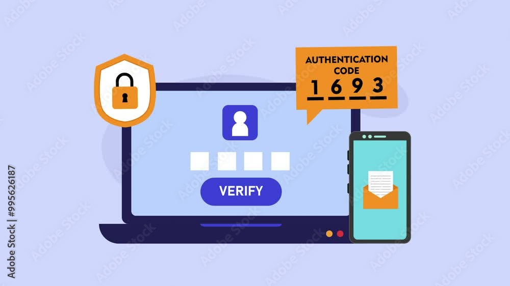 Authentication code illustration for site. Verification pin code, security code message notification, two step authentication in control system for personal account and banking cartoon animation