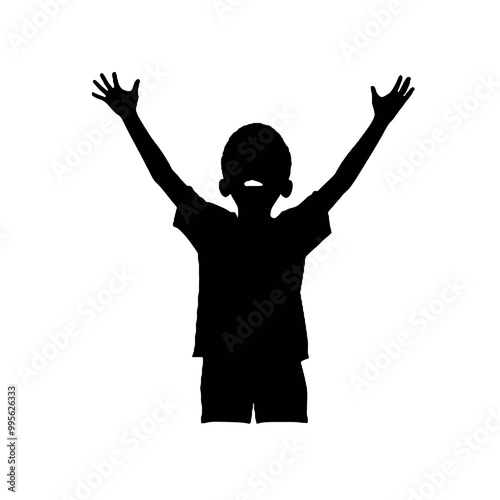 child with arms outstretched to the sides silhouette vector illustration transparent background