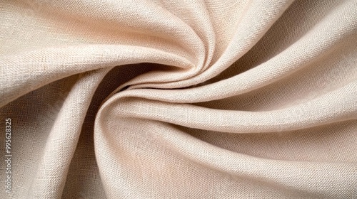 Woven linen fabric in neutral beige tones with soft folds, cozy and warm, perfect for home-style food photography