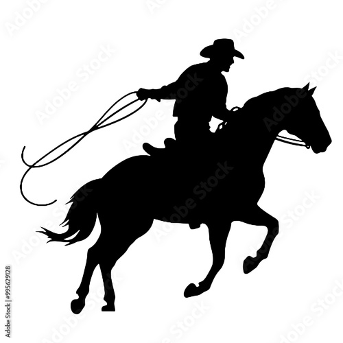 cowboy leading a horse silhouette vintage logo vector graphic