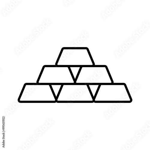 Gold bars line icon editable stroke hand drawn vector object isolated 