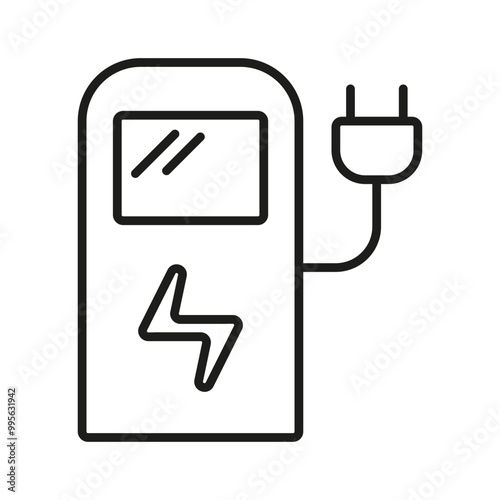 Electric charging station line icon editable stroke vector object isolated 