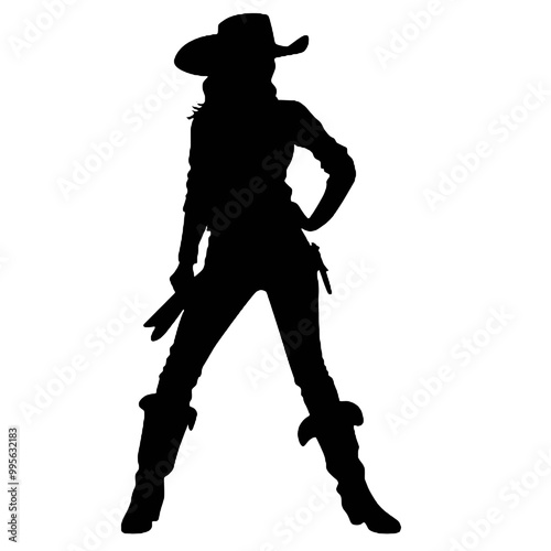 Silhouette cowgirl  alone black color only