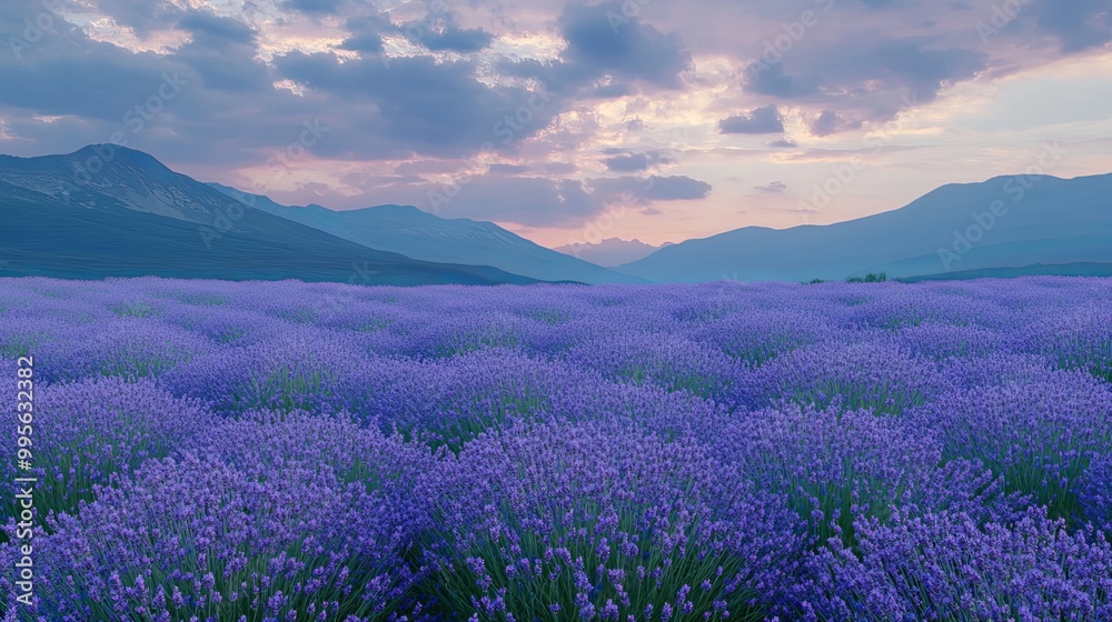 A serene landscape of vibrant lavender fields under a twilight sky, showcasing nature's beauty and tranquility. A serene landscape of vibrant lavender fields under a twilight sky, showcasing nature's beauty and tranquility.