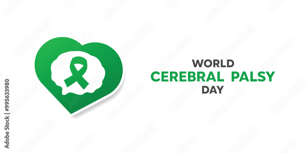World Cerebral Palsy Day. Brain, ribbon and heart. Great for cards, banners, posters, social media and more. White background. World Cerebral Palsy Day. Brain, ribbon and heart. Great for cards, banners, posters, social media and more. White background.