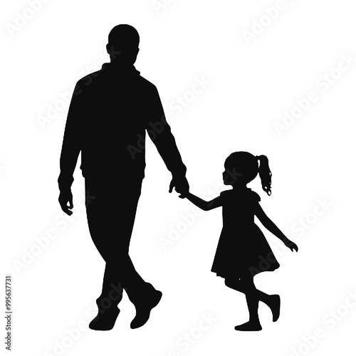 father holding hands with little girl