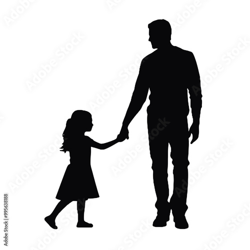 father holding hands with little girl